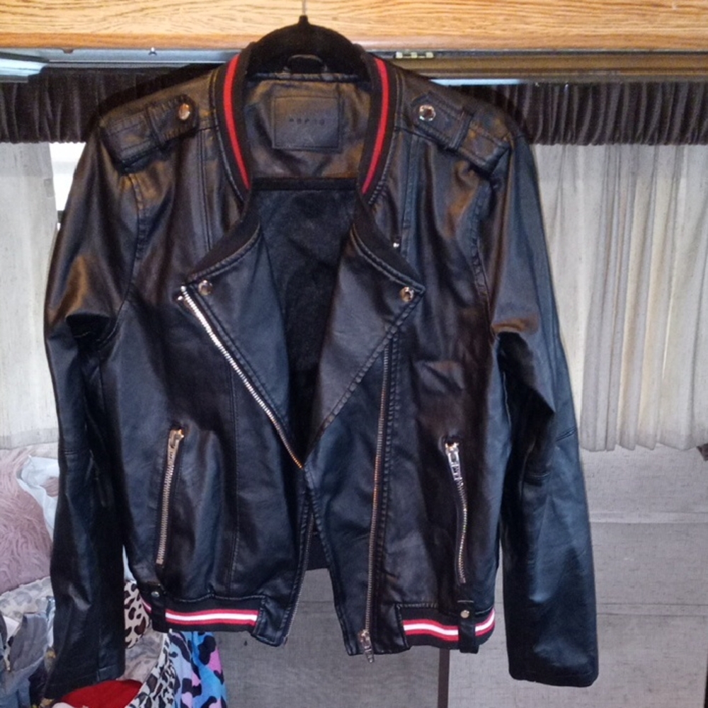 Blank NYC Black Faux leather Jacket with Red Trim. Extremely Cute Jacket.
